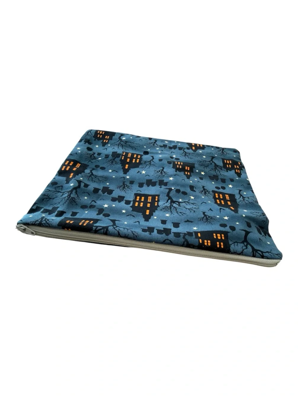 One of One Halloween Haunted House Zipper Pouch (Hand Made Machine-Sewn)